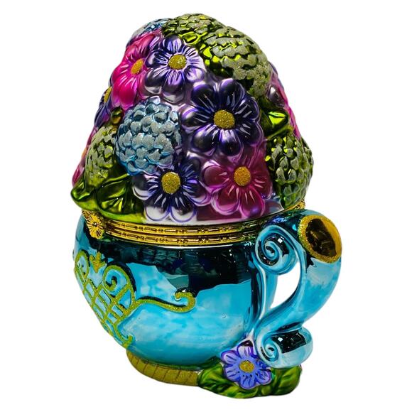 Christopher Radko 6" Hinged Porcelain Trinket Teapot 2006 Spring Bouquet MIB - Picture 11 of 15